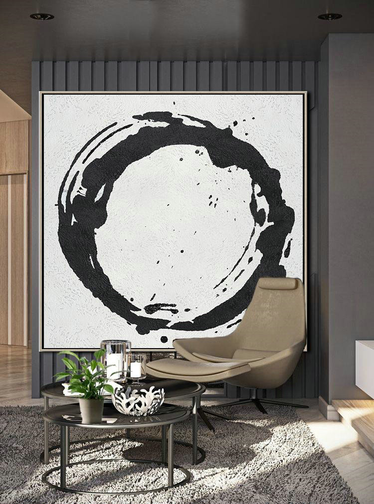 Handmade Extra Large Contemporary Painting,Oversized Minimal Black And White Painting - Modern Art